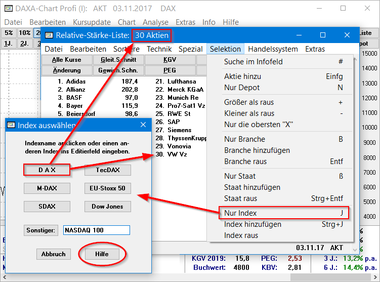 Index auswählen